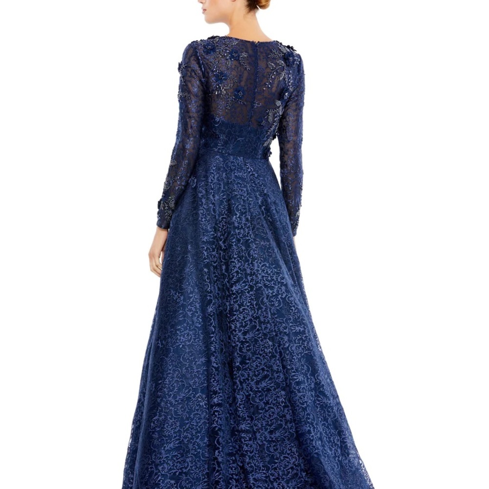 Mac Duggal 11121 EMBELLISHED ILLUSION LONG SLEEVE A LINE GOWN - Picture 3 of 14